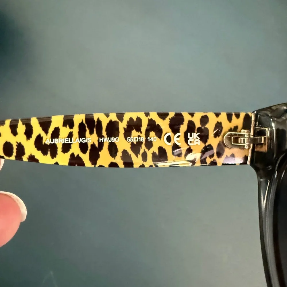 Kate Spade New Aubriella Cat Eye Sunglasses Black Leopard HWJ9O 55mm with Case‎